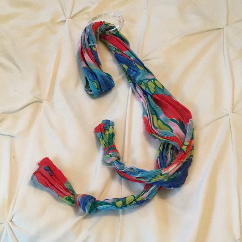 Express-Floral Lightweight Scarf in Blue and Pink-Vintage Y2K